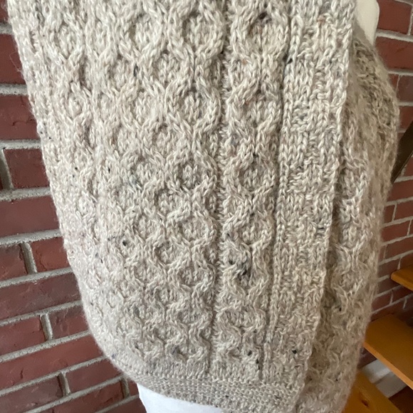 NEW Aran Crafts Beige Irish Wool Cable Knit Scarf 10”x64”Made in Ireland NWOT - Picture 10 of 11